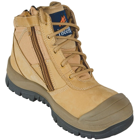 Wheat Zip Side Safety Boot With Scuff Cap 461050